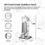 Kitchee 3L Manual Vertical Sausage Filler - Stainless Stuffer Meat Press Machine V238-SUPDZ-32652019761232