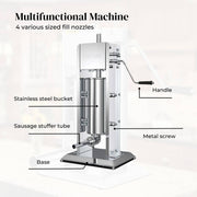 Kitchee 3L Manual Vertical Sausage Filler - Stainless Stuffer Meat Press Machine V238-SUPDZ-32652019761232