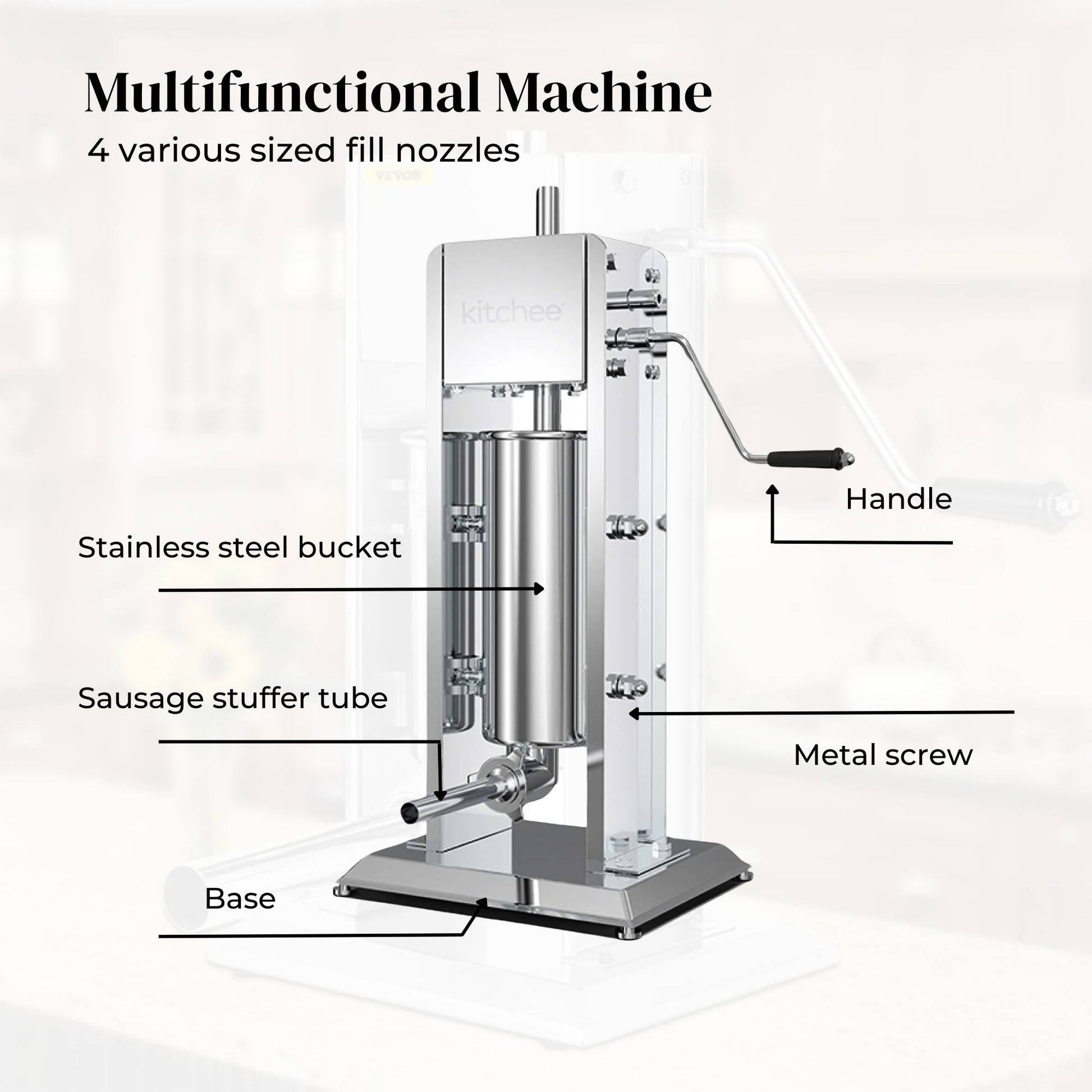 Kitchee 3L Manual Vertical Sausage Filler - Stainless Stuffer Meat Press Machine V238-SUPDZ-32652019761232