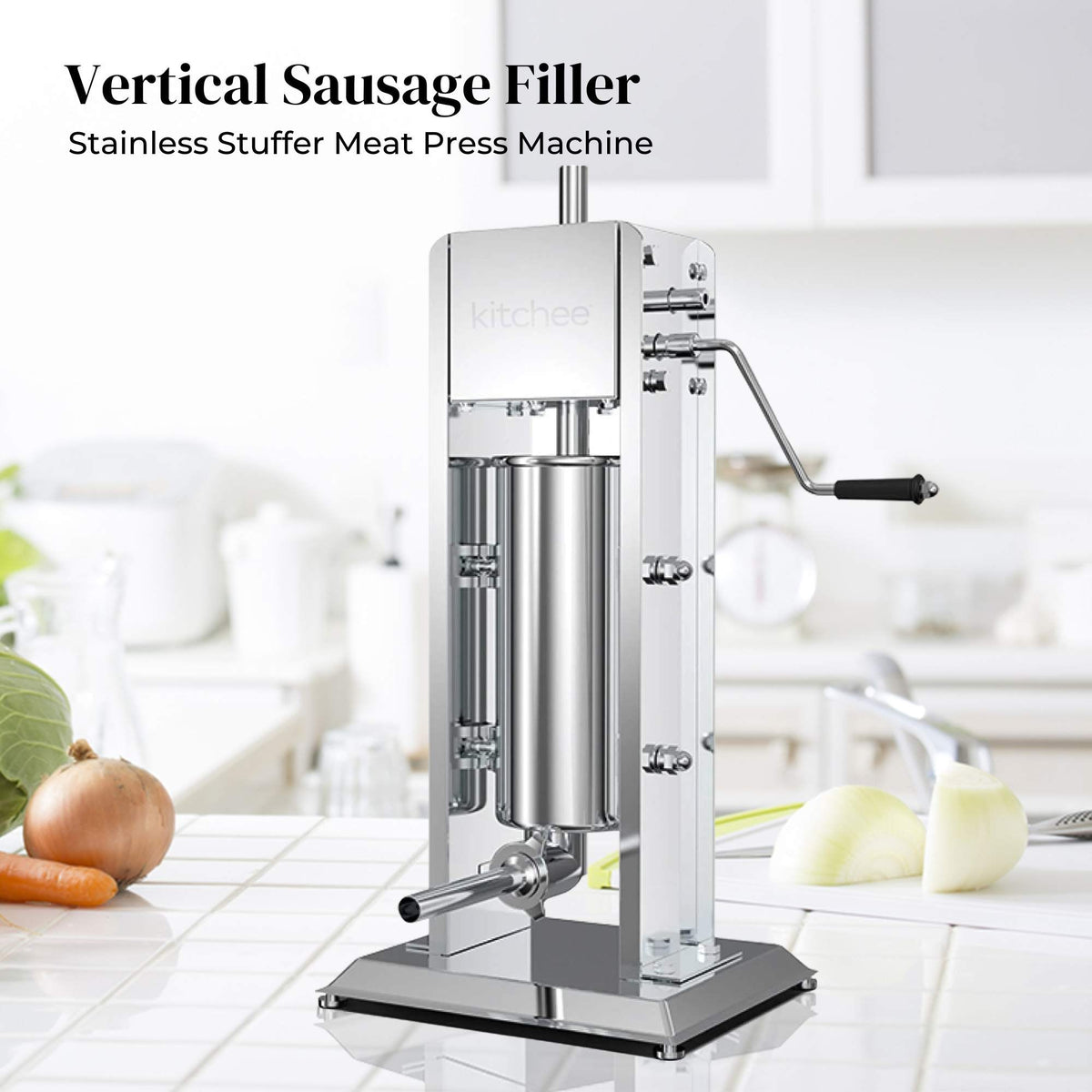 Kitchee 5L Manual Vertical Sausage Filler - Stainless Stuffer Meat Press Machine V238-SUPDZ-32652621283408