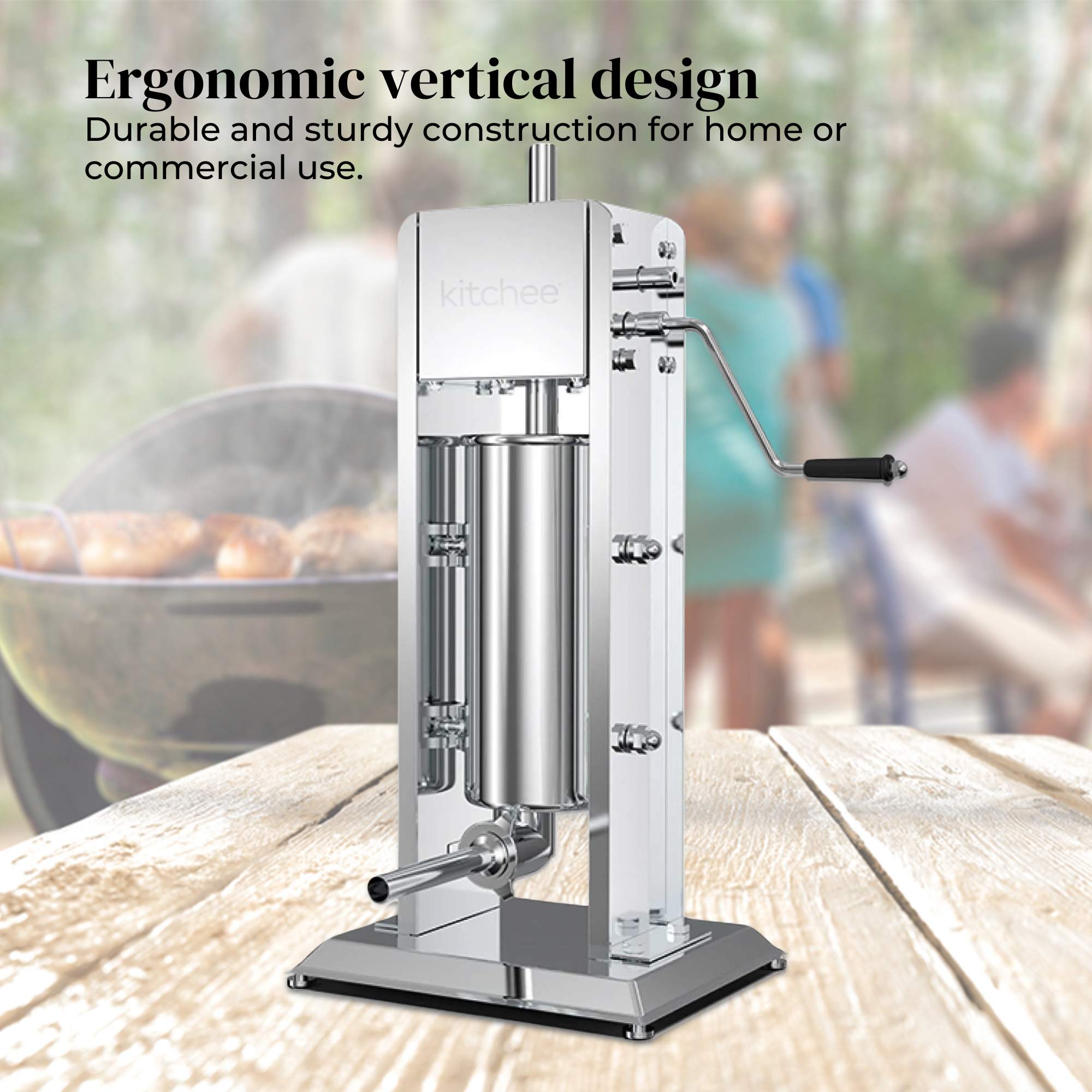 Kitchee 5L Manual Vertical Sausage Filler - Stainless Stuffer Meat Press Machine V238-SUPDZ-32652621283408