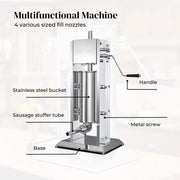 Kitchee 5L Manual Vertical Sausage Filler - Stainless Stuffer Meat Press Machine V238-SUPDZ-32652621283408