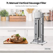 Kitchee 7L Manual Vertical Sausage Filler - Stainless Stuffer Meat Press Machine V238-SUPDZ-32652652183632