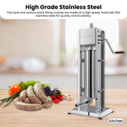 Kitchee 7L Manual Vertical Sausage Filler - Stainless Stuffer Meat Press Machine V238-SUPDZ-32652652183632