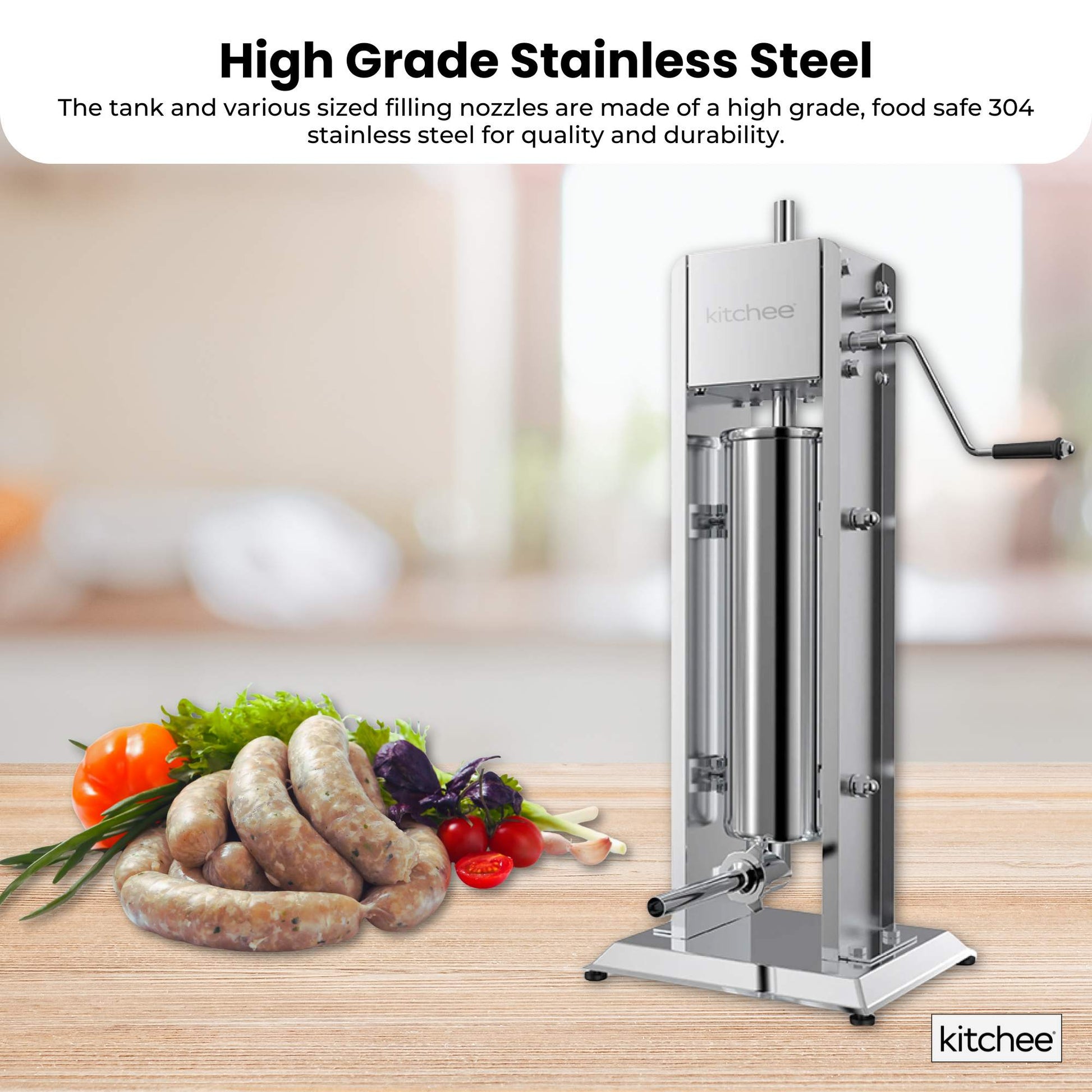 Kitchee 7L Manual Vertical Sausage Filler - Stainless Stuffer Meat Press Machine V238-SUPDZ-32652652183632