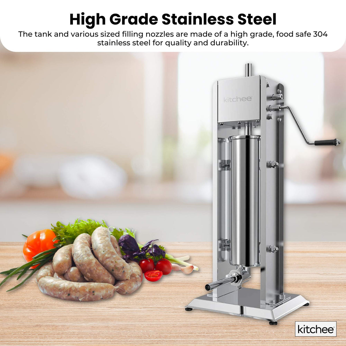 Kitchee 7L Manual Vertical Sausage Filler - Stainless Stuffer Meat Press Machine V238-SUPDZ-32652652183632