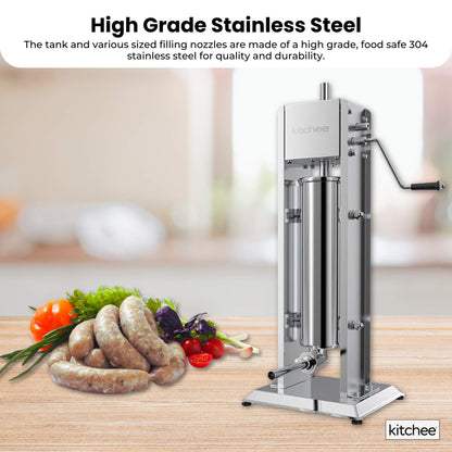 Kitchee 7L Manual Vertical Sausage Filler - Stainless Stuffer Meat Press Machine V238-SUPDZ-32652652183632