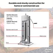 Kitchee 7L Manual Vertical Sausage Filler - Stainless Stuffer Meat Press Machine V238-SUPDZ-32652652183632