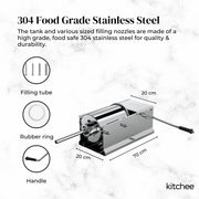 Kitchee 7L Manual Horizontal Sausage Filler - Stainless Stuffer Meat Press Machine V238-SUPDZ-32653381009488