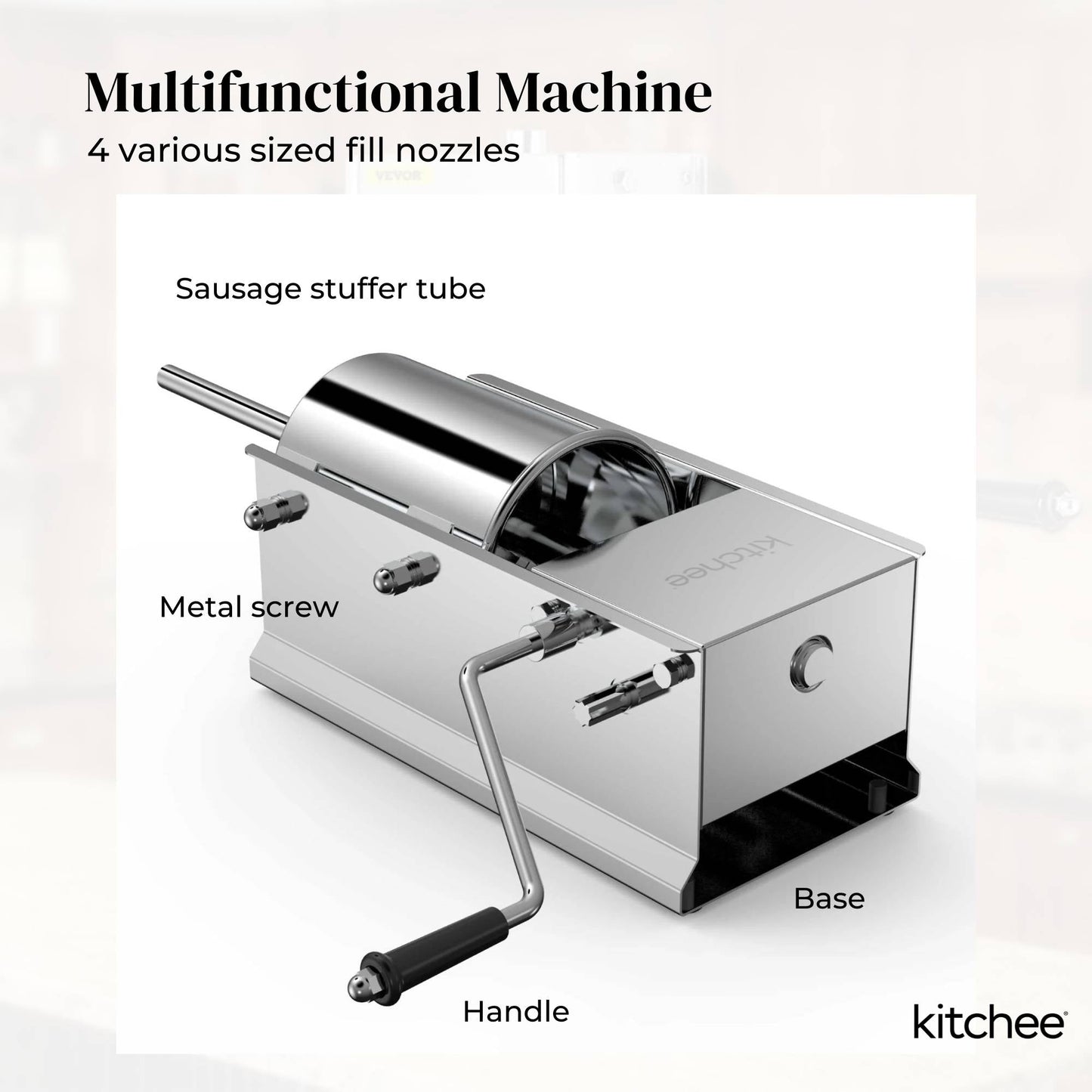Kitchee 7L Manual Horizontal Sausage Filler - Stainless Stuffer Meat Press Machine V238-SUPDZ-32653381009488