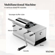 Kitchee 7L Manual Horizontal Sausage Filler - Stainless Stuffer Meat Press Machine V238-SUPDZ-32653381009488