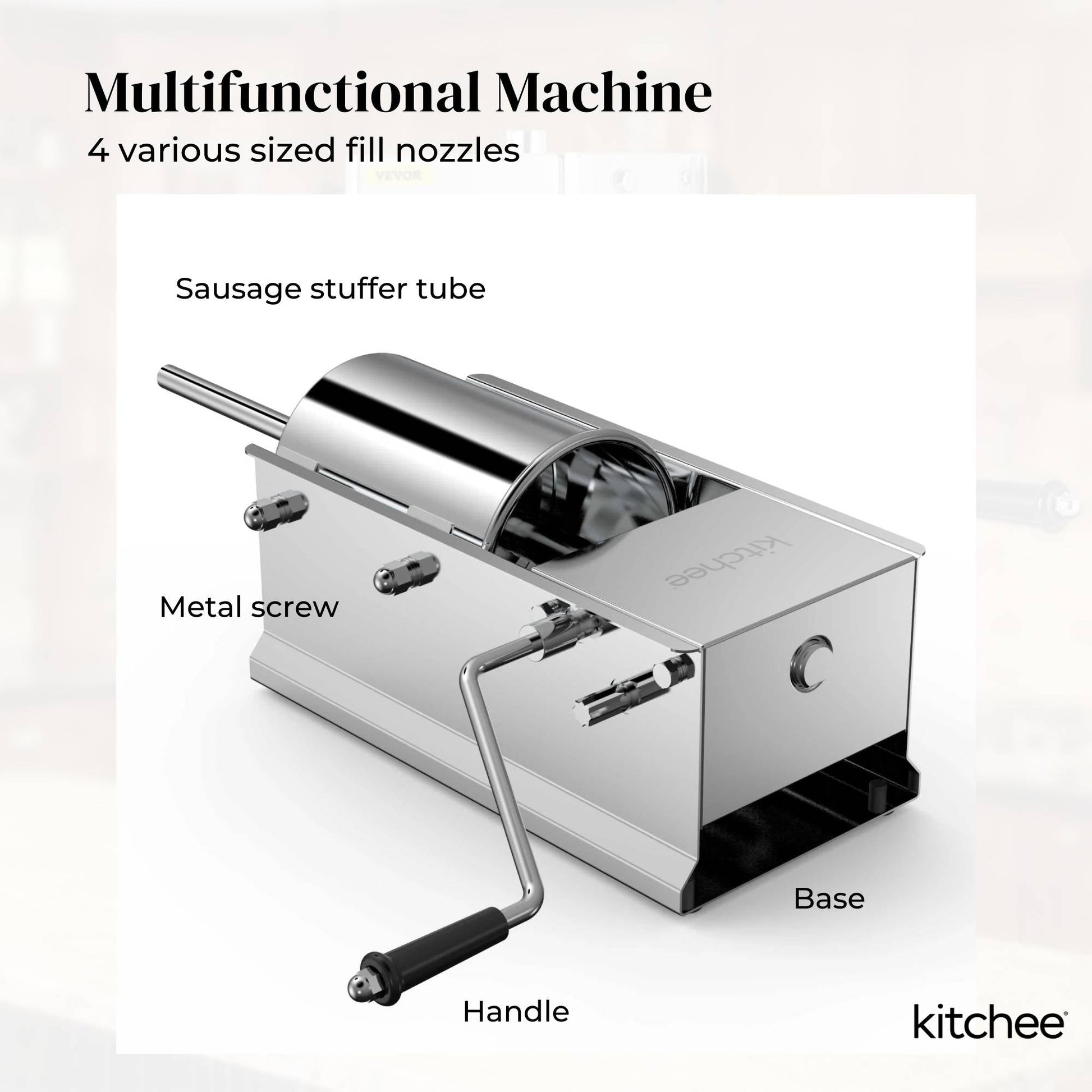 Kitchee 7L Manual Horizontal Sausage Filler - Stainless Stuffer Meat Press Machine V238-SUPDZ-32653381009488