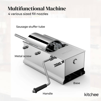 Kitchee 7L Manual Horizontal Sausage Filler - Stainless Stuffer Meat Press Machine V238-SUPDZ-32653381009488