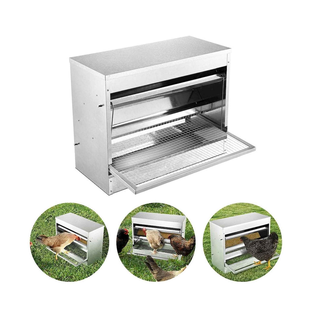 10kg Automatic Chook Chicken Feeder Poultry Auto Treadle Galvanised Metal Coop V238-SUPDZ-32677373771856