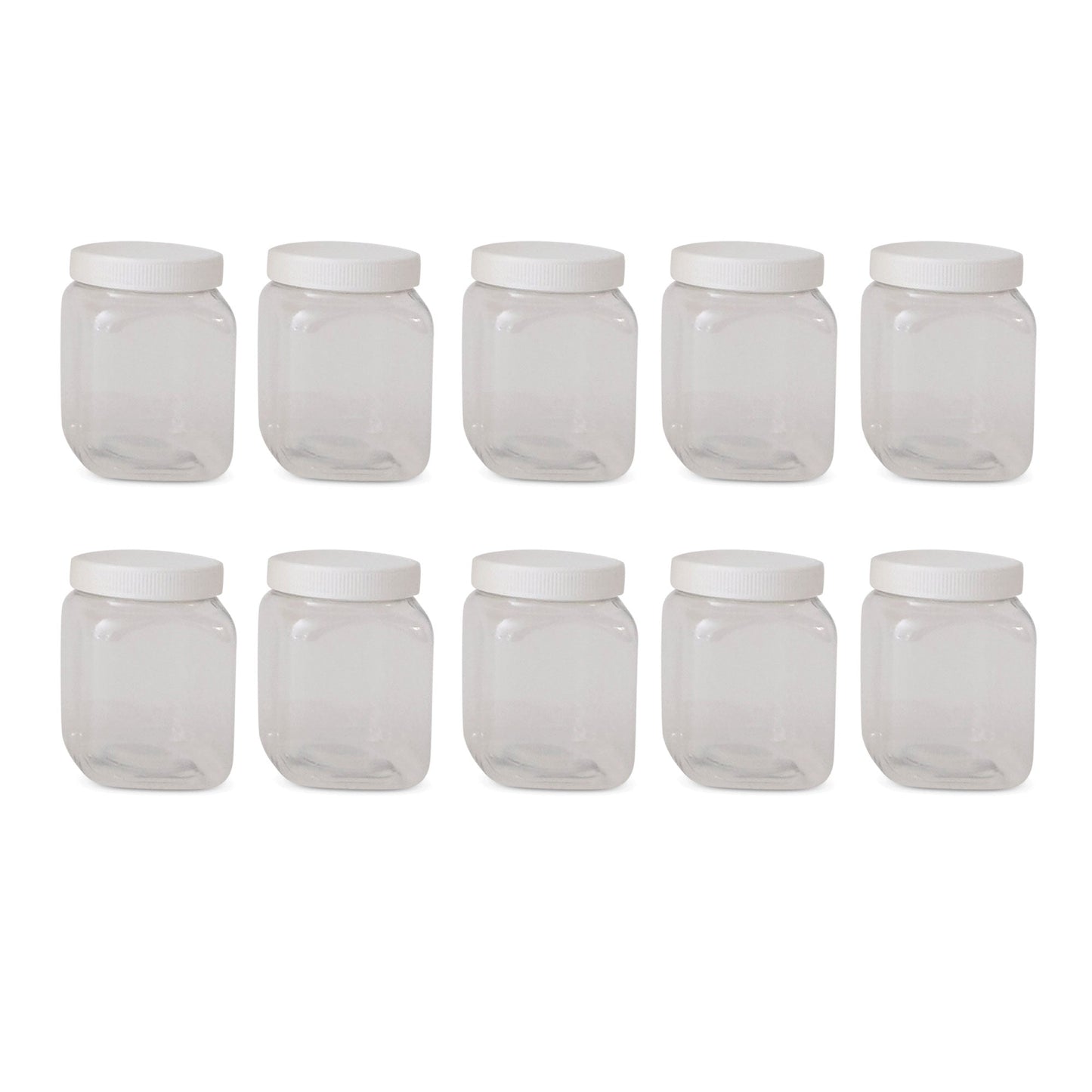 10x 250g Plastic Honey Jars + Lids - Square Clear Food Grade Packaging Containers V238-SUPDZ-32706696183888