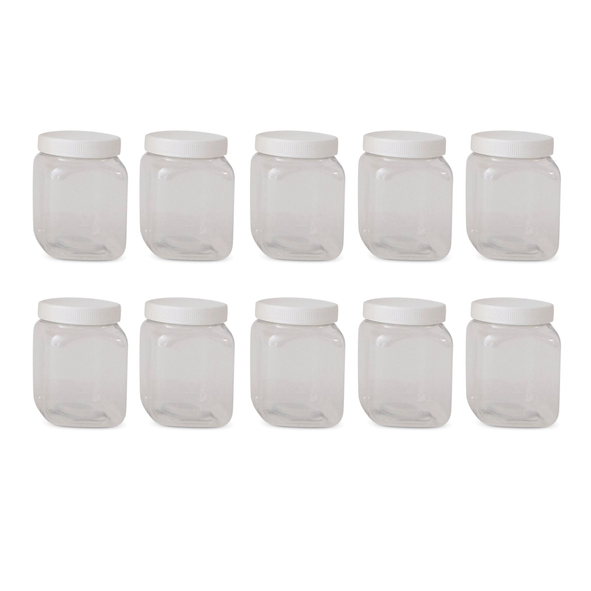 10x 250g Plastic Honey Jars + Lids - Square Clear Food Grade Packaging Containers V238-SUPDZ-32706696183888