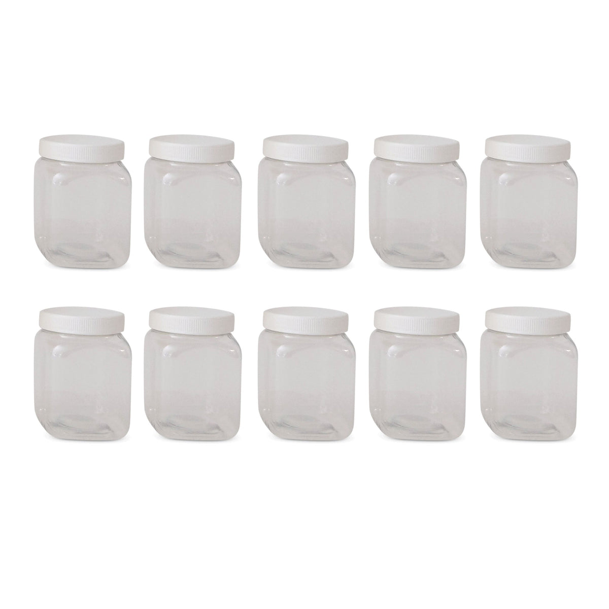 10x 250g Plastic Honey Jars + Lids - Square Clear Food Grade Packaging Containers V238-SUPDZ-32706696183888