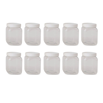 10x 250g Plastic Honey Jars + Lids - Square Clear Food Grade Packaging Containers V238-SUPDZ-32706696183888
