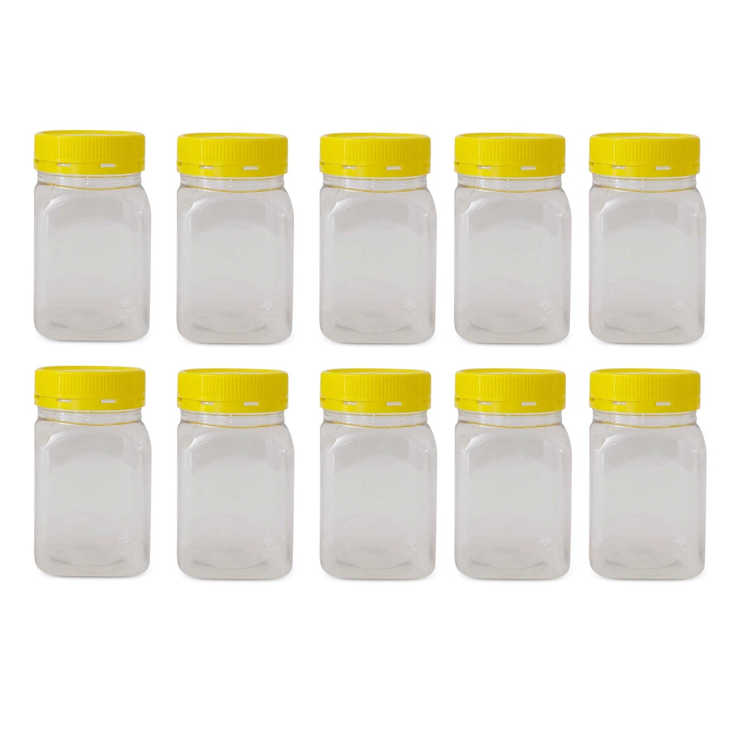 10x 500g Plastic Honey Jars + Lids - Square Clear Food Grade Packaging Containers V238-SUPDZ-32706744811600