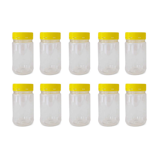 10x 500g Plastic Honey Jars + Lids - Round Clear Food Grade Packaging Containers V238-SUPDZ-32706778759248