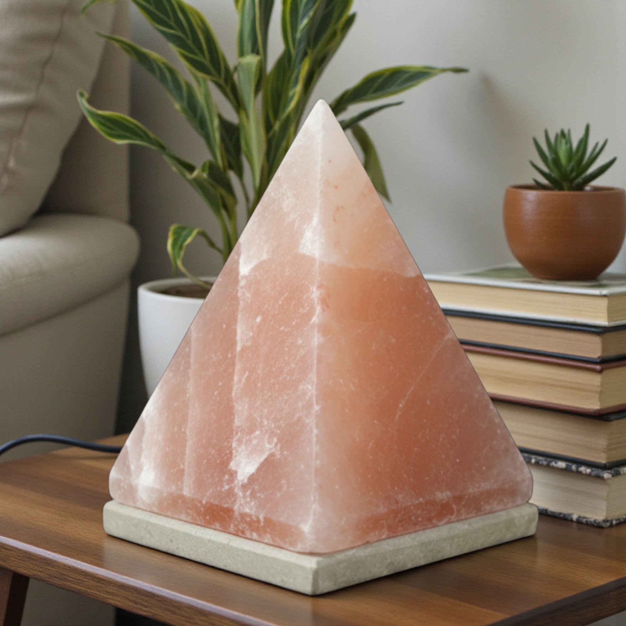 12V 12W Pyramid Himalayan Pink Salt Lamp Carved Rock Crystal Light Bulb On/Off V238-SUPDZ-32752412426320