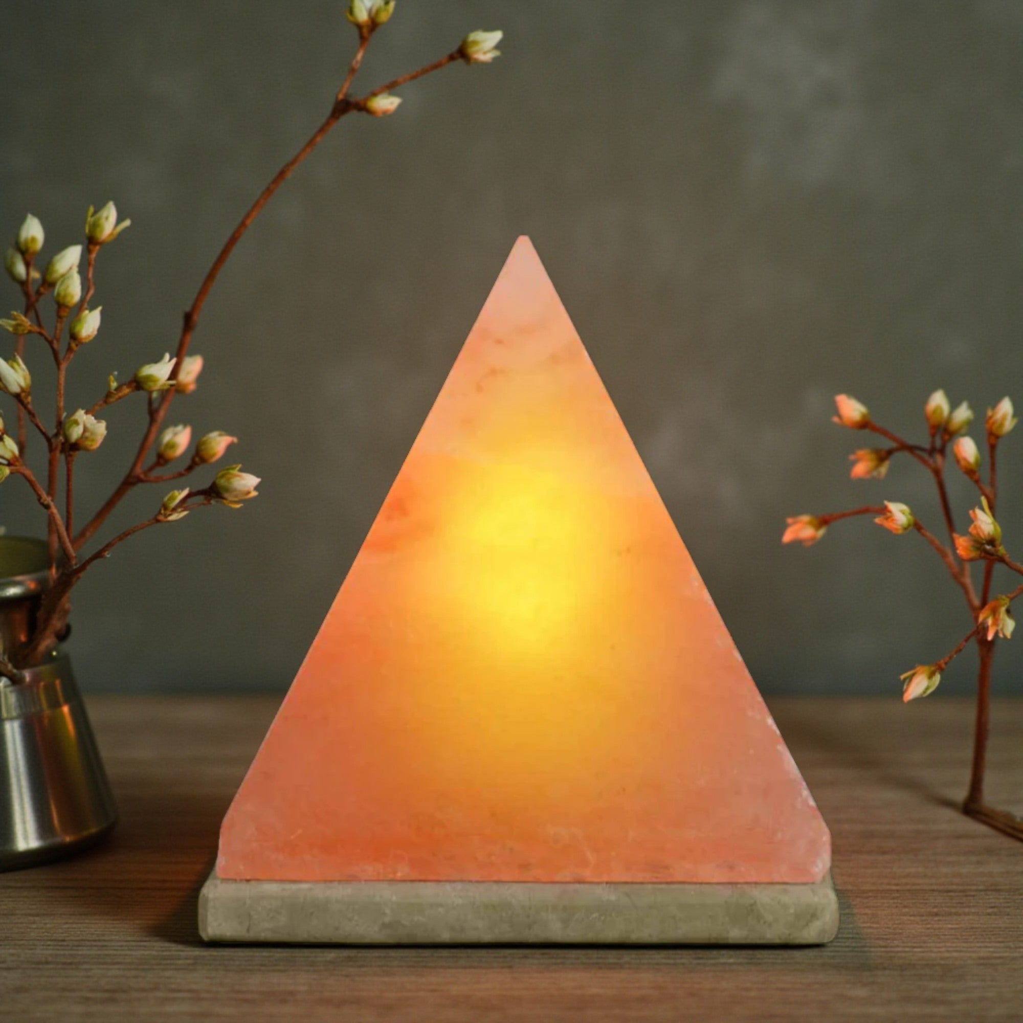 12V 12W Pyramid Himalayan Pink Salt Lamp Carved Rock Crystal Light Bulb On/Off V238-SUPDZ-32752412426320