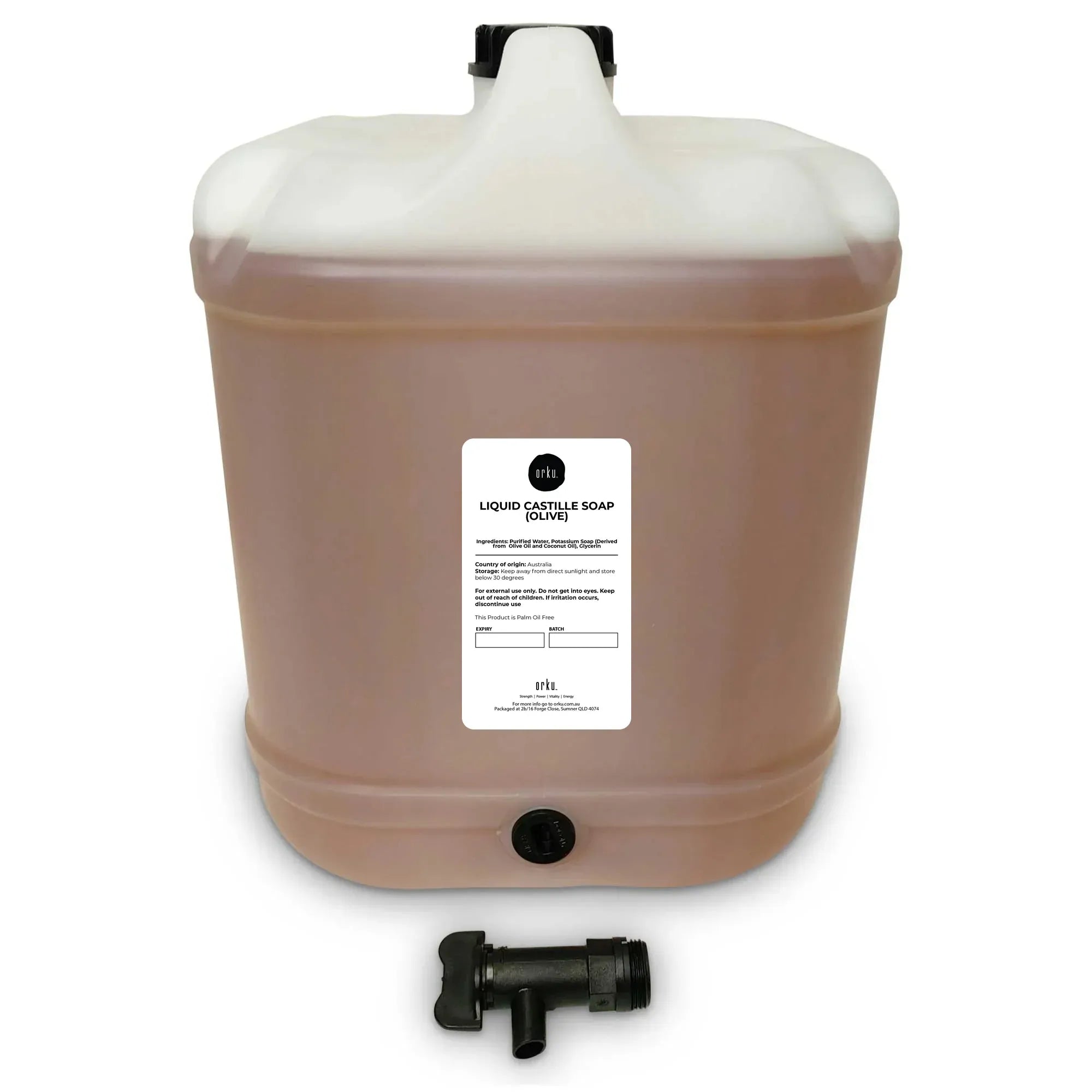 Orku 20L Liquid Castile Soap - Pure Unscented Natural Olive Oil Concentrate Bulk V238-SUPDZ-32767256592464