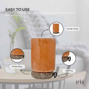 USB Himalayan Salt Lamp - Cylinder Carved Shape Pink Crystal Rock LED Light V238-SUPDZ-32768384198