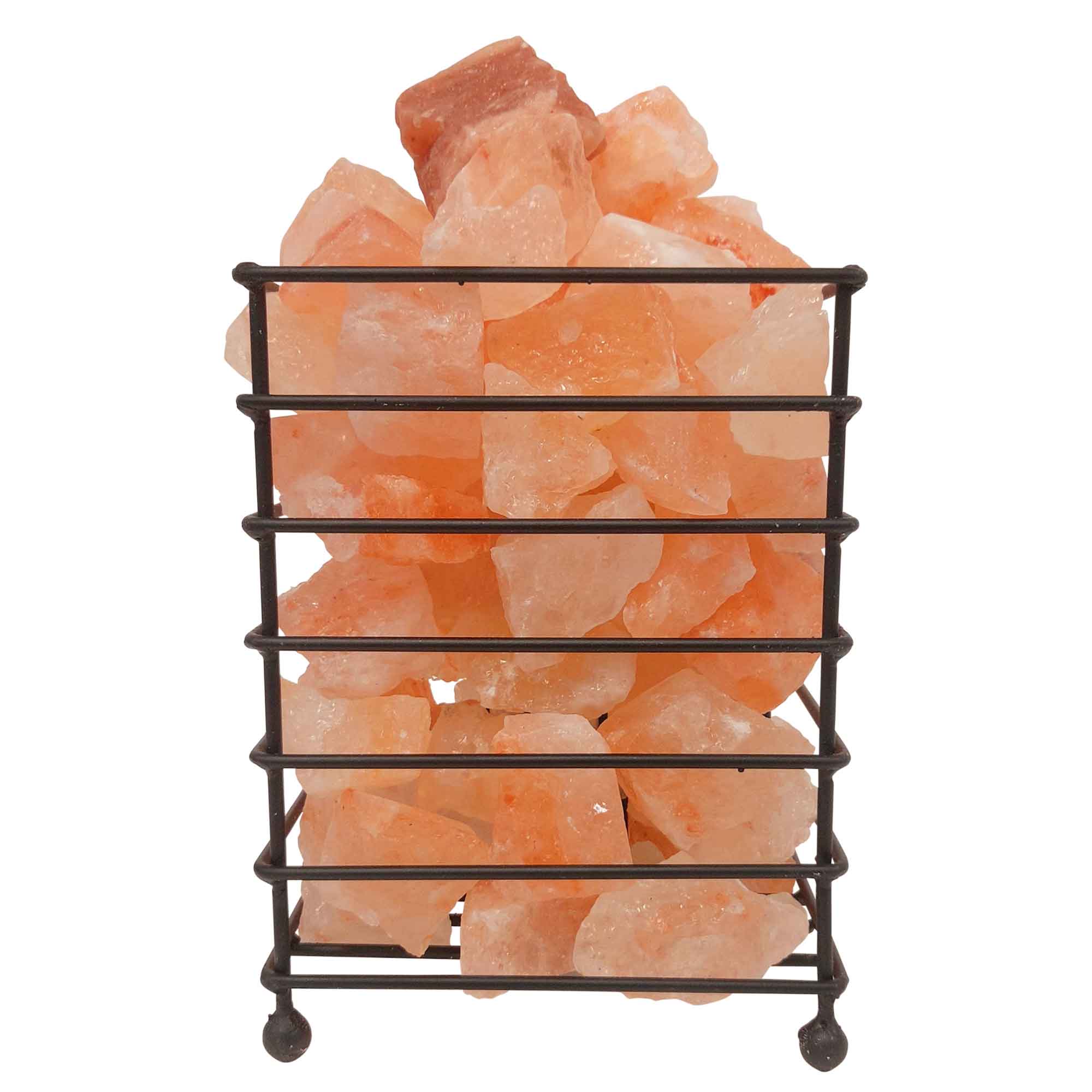 12V 12W Rectangle Iron Basket Himalayan Pink Salt Lamp Rock Crystal Bulb On/Off V238-SUPDZ-32769954971728