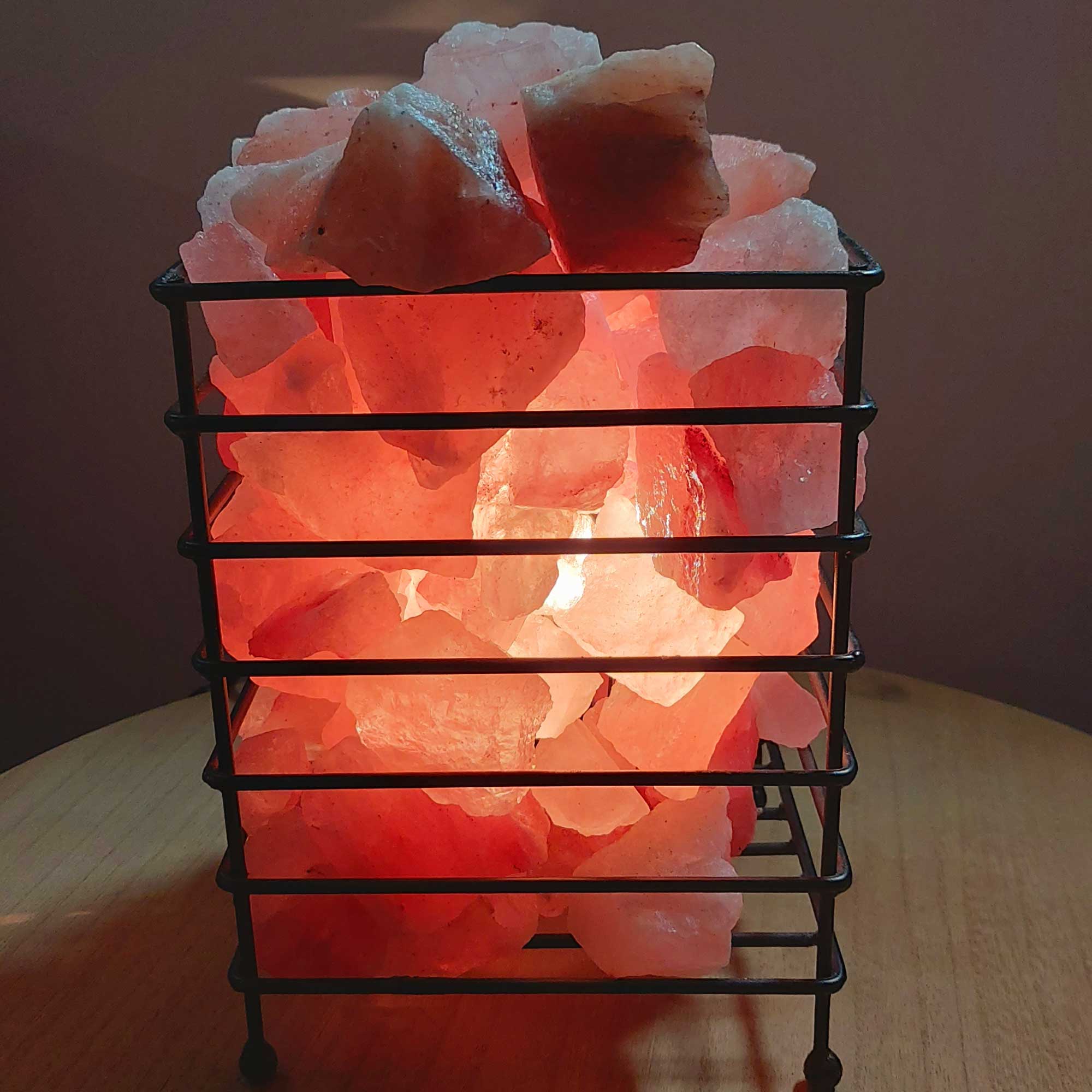 12V 12W Rectangle Iron Basket Himalayan Pink Salt Lamp Rock Crystal Bulb On/Off V238-SUPDZ-32769954971728