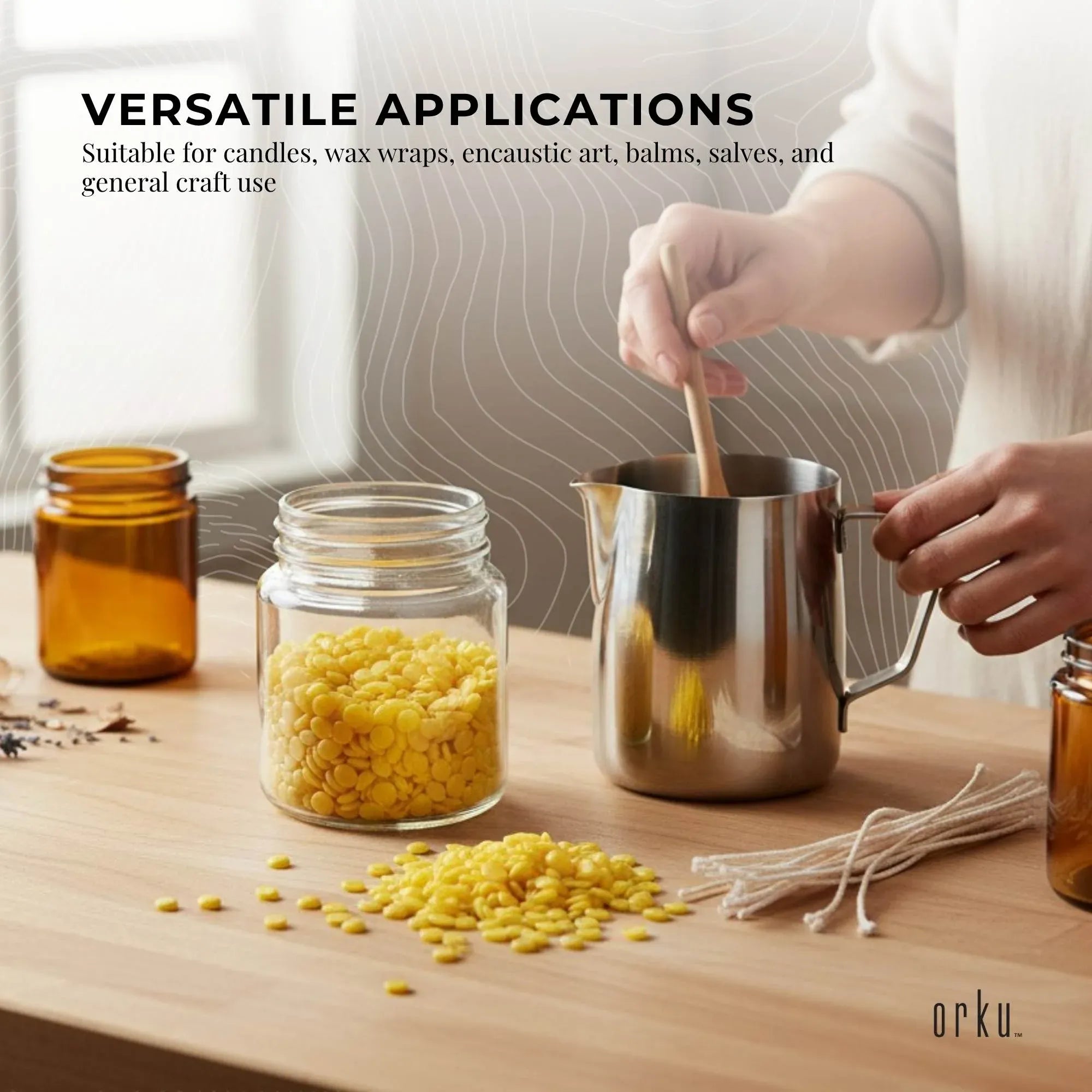 Orku 400g Organic Beeswax Pellets Yellow - Cosmetic Grade Pure Bees Wax Pastille V238-SUPDZ-32851850592336