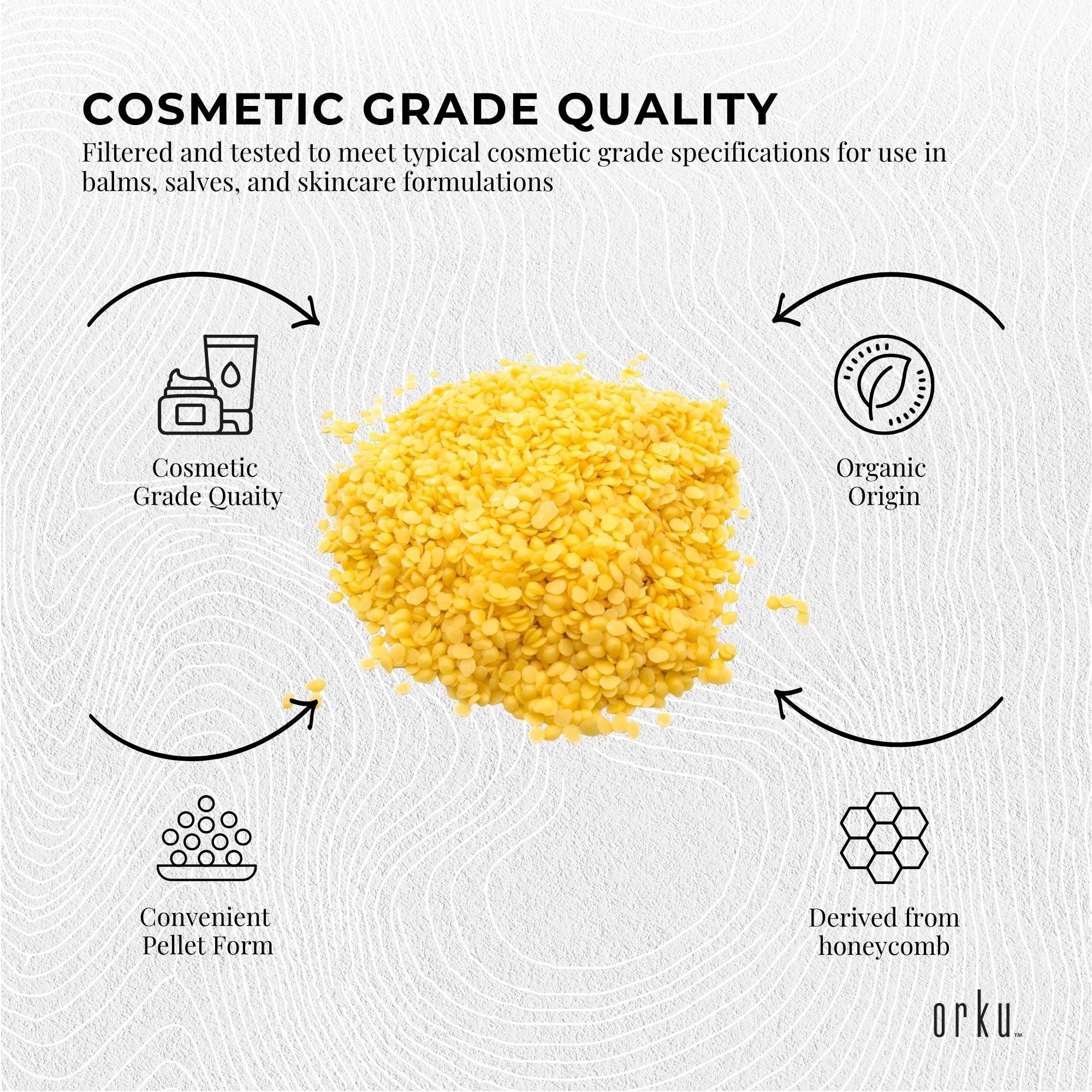 Orku 2Kg Organic Beeswax Pellets Yellow - Cosmetic Grade Pure Bees Wax Pastilles V238-SUPDZ-32851856195664