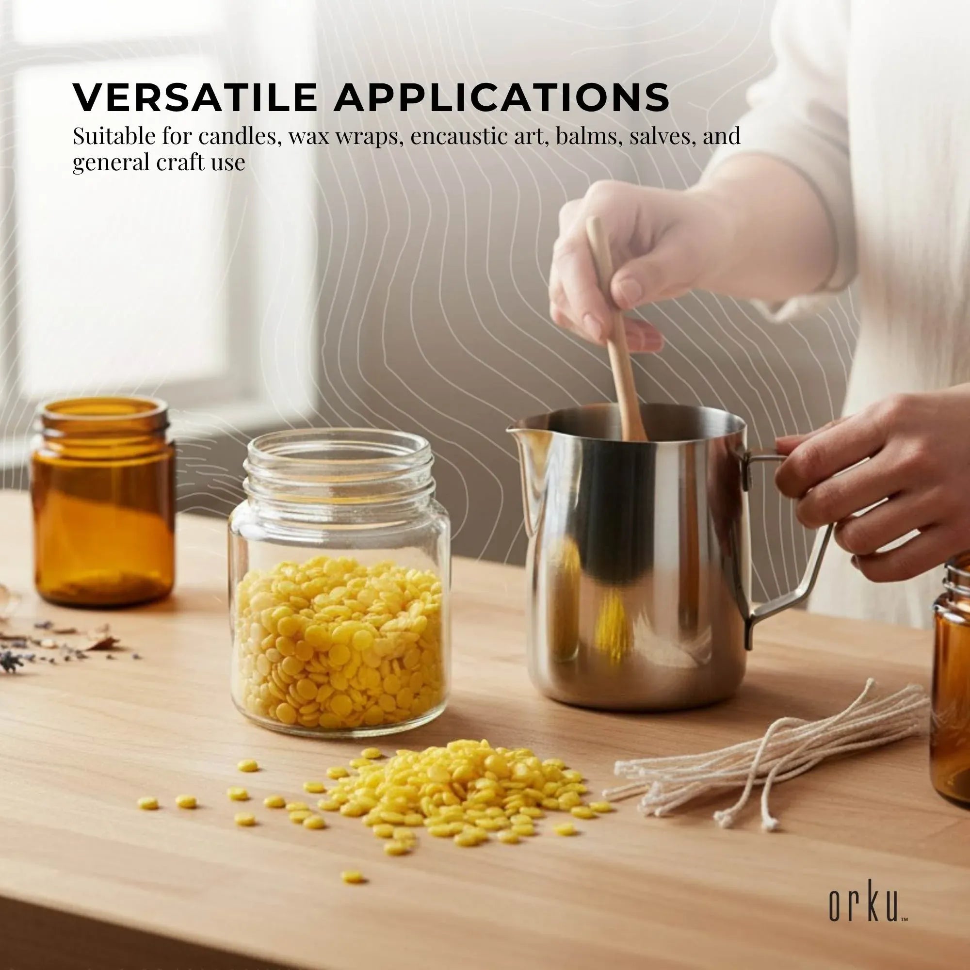 Orku 5Kg Organic Beeswax Pellets Yellow - Cosmetic Grade Pure Bees Wax Pastilles V238-SUPDZ-32851867107408