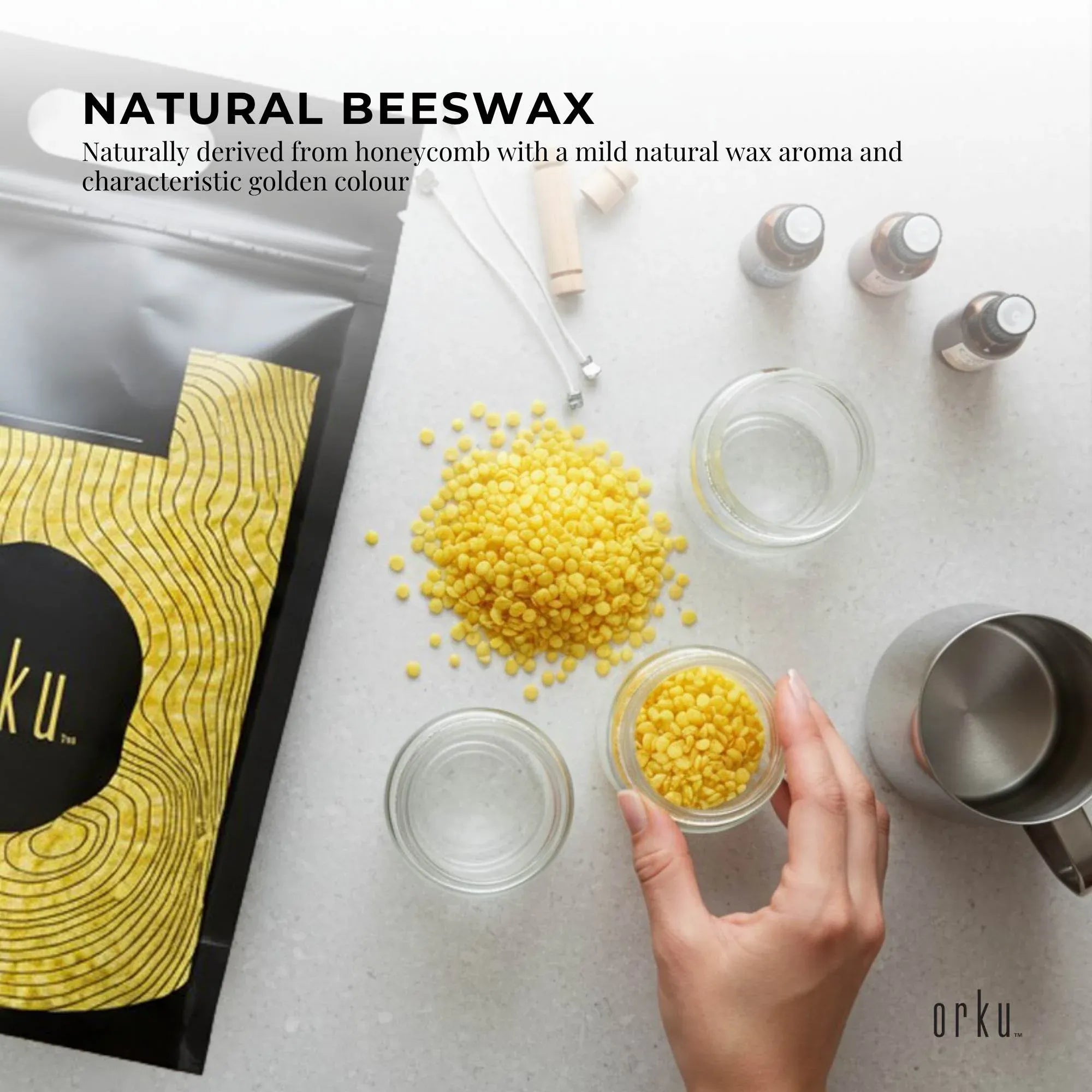 Orku 5Kg Organic Beeswax Pellets Yellow - Cosmetic Grade Pure Bees Wax Pastilles V238-SUPDZ-32851867107408