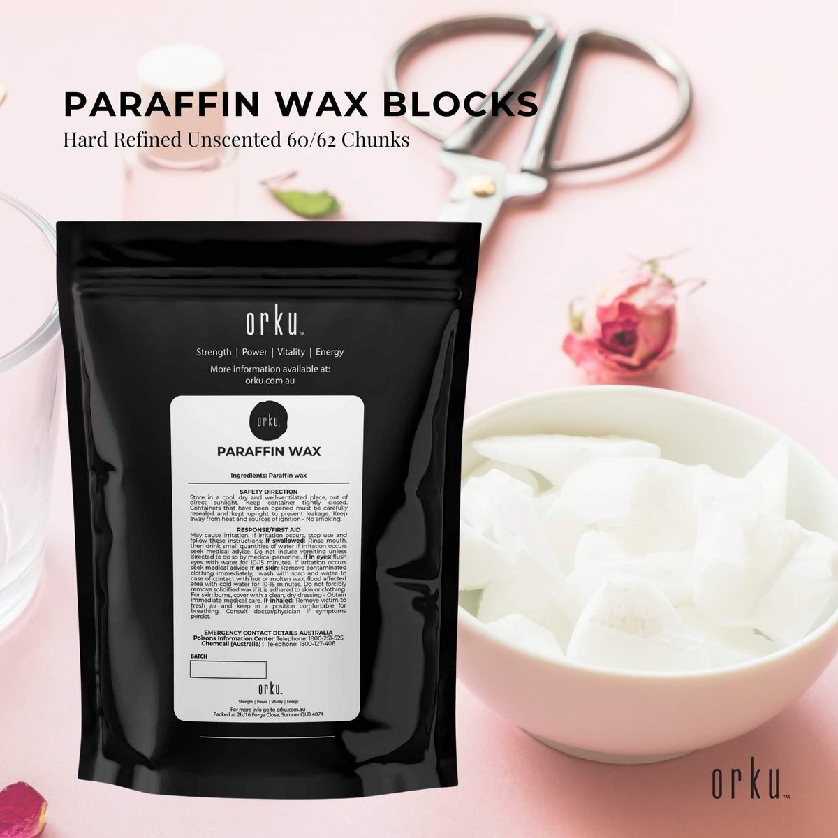 400g Paraffin Wax Blocks - Refined Hard Unscented 60/62 Chunk Candle Soap Making V238-SUPDZ-32851960496208