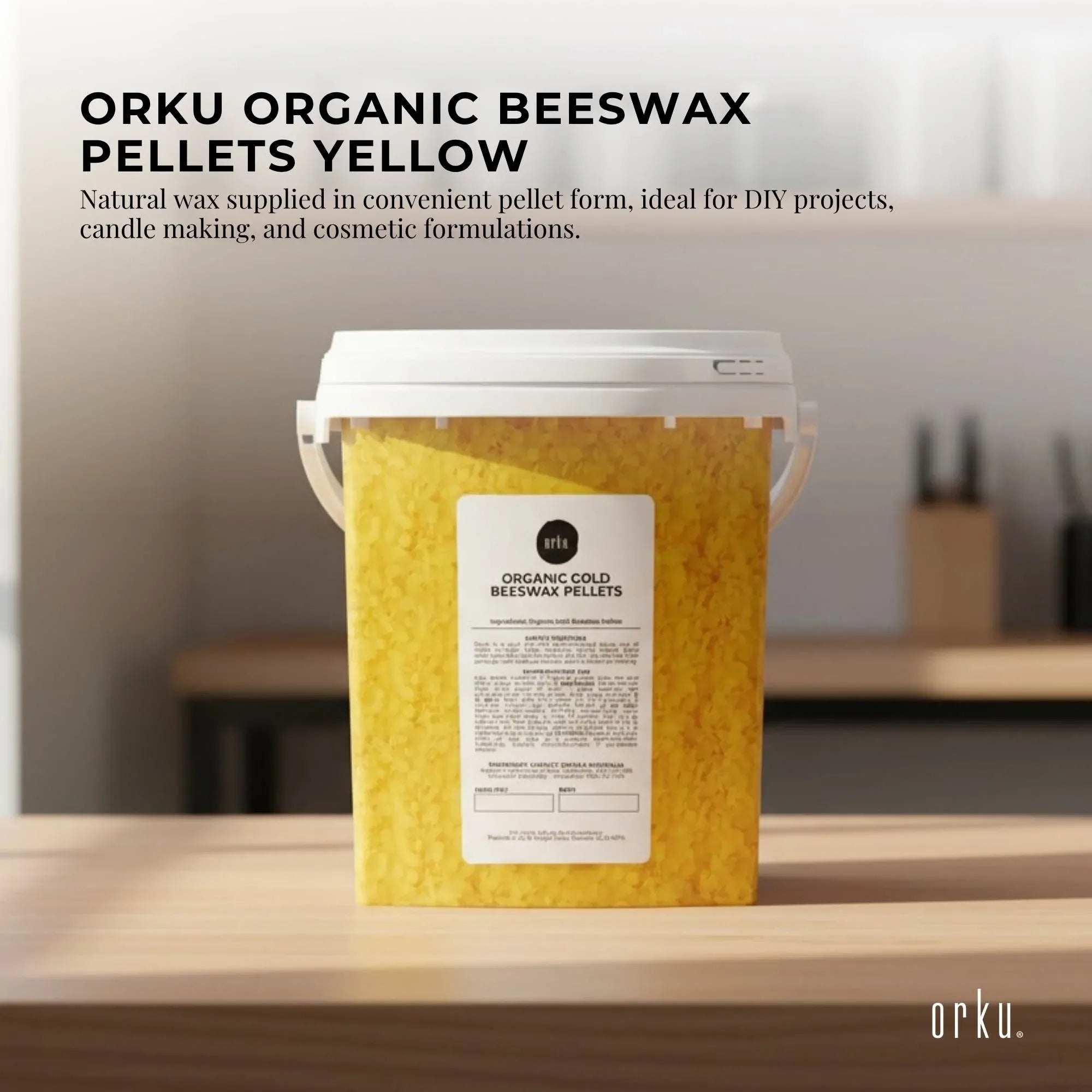 Orku 500g Organic Beeswax Pellets Yellow Tub - Cosmetic Grade Bees Wax Pastilles V238-SUPDZ-32852062011472