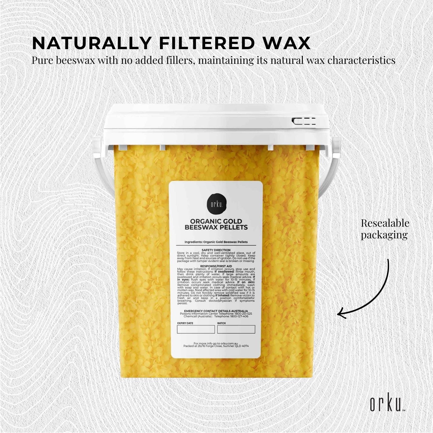 Orku 500g Organic Beeswax Pellets Yellow Tub - Cosmetic Grade Bees Wax Pastilles V238-SUPDZ-32852062011472