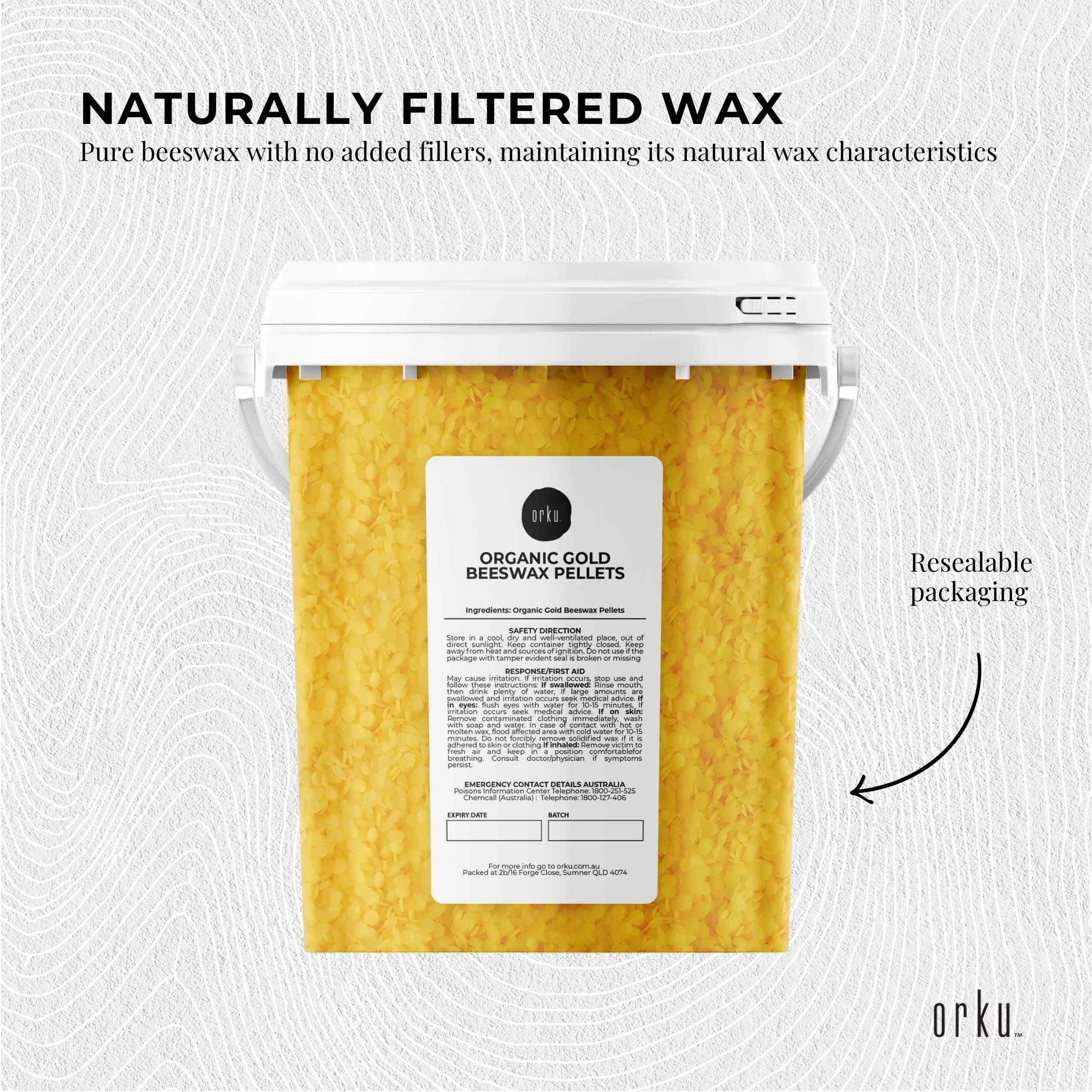 Orku 500g Organic Beeswax Pellets Yellow Tub - Cosmetic Grade Bees Wax Pastilles V238-SUPDZ-32852062011472