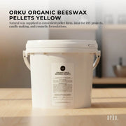 Orku 2.5Kg Organic Beeswax Pellets Yellow Tub - Cosmetic Grade Bees Wax Pastille V238-SUPDZ-32862166089808