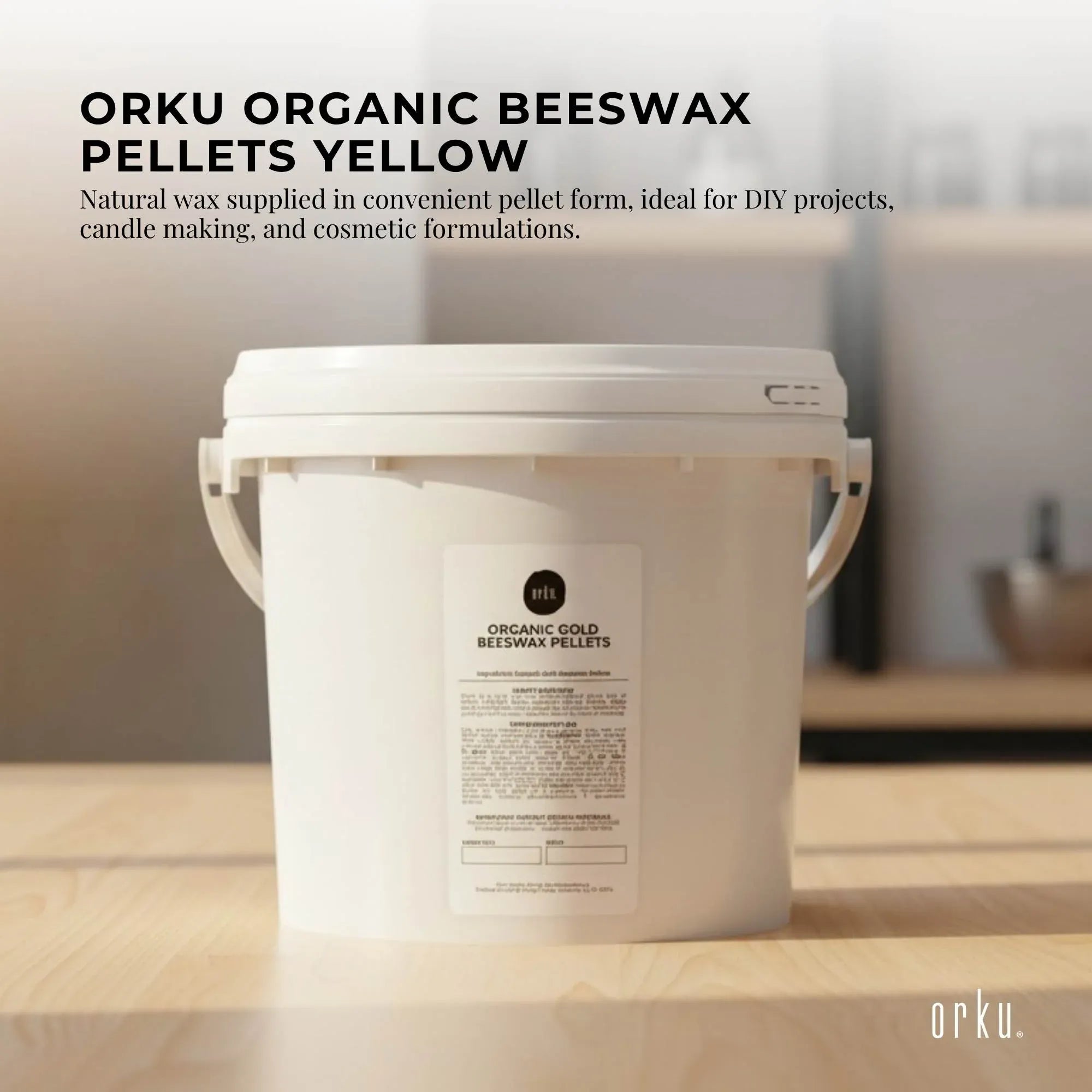 Orku 2.5Kg Organic Beeswax Pellets Yellow Tub - Cosmetic Grade Bees Wax Pastille V238-SUPDZ-32862166089808