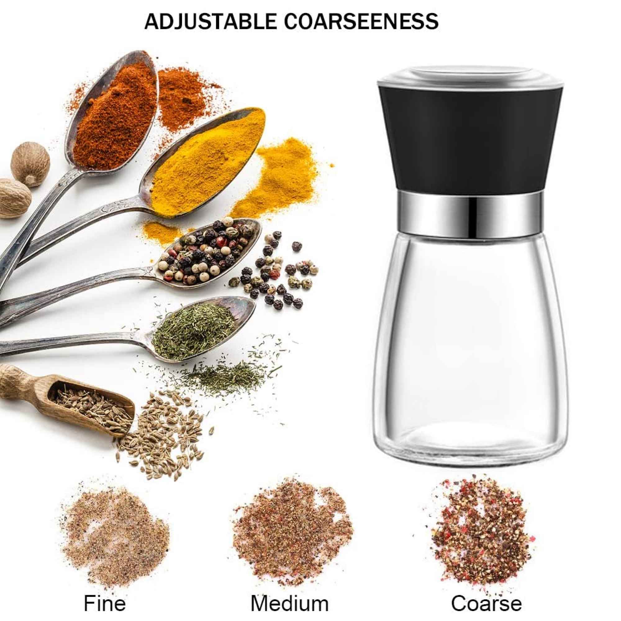12x 150ml Glass Salt or Pepper Grinder 12cm - Adjustable Ceramic Core Short Mill V238-SUPDZ-32870197231696