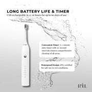 Sonic Electric Toothbrush White - Waterproof USB Charging 5 Modes 2 Heads + Case V238-SUPDZ-32954516930640
