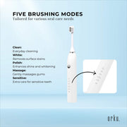 Sonic Electric Toothbrush White - Waterproof USB Charging 5 Modes 2 Heads + Case V238-SUPDZ-32954516930640