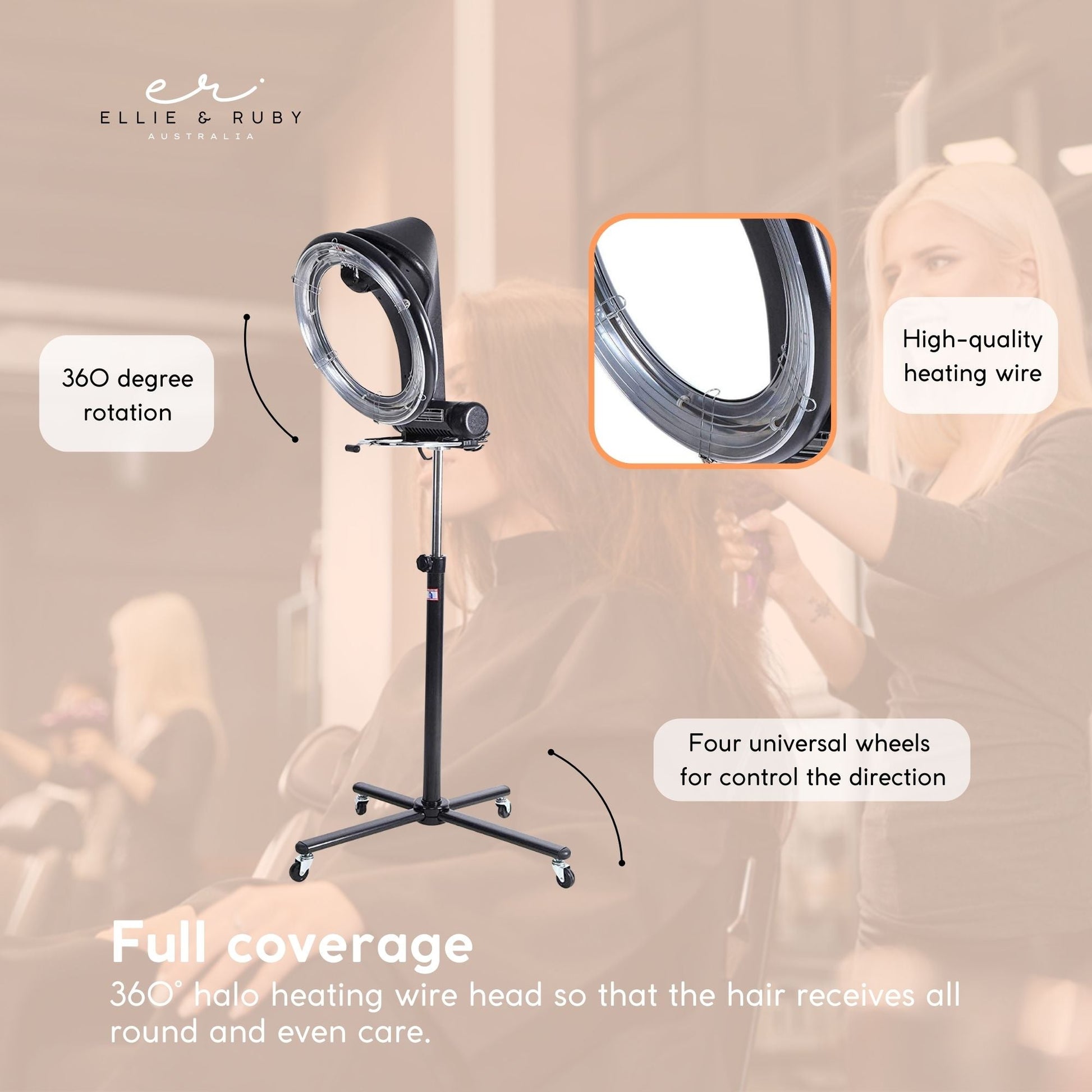 Ellie & Ruby Standing Hair Dryer Accelerator Colour 360 Rotating Halo Rolling V238-SUPDZ-32990099406928
