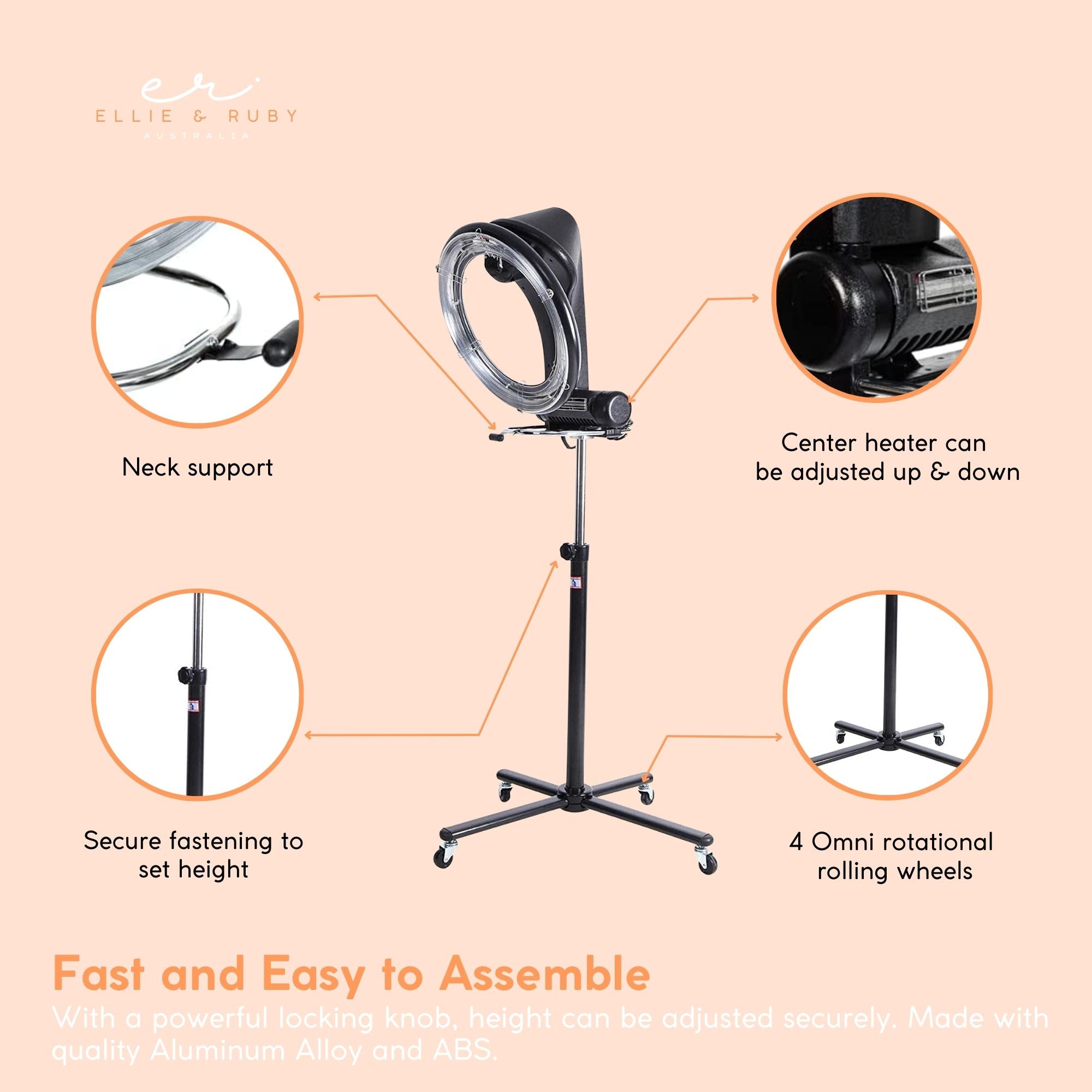 Ellie & Ruby Standing Hair Dryer Accelerator Colour 360 Rotating Halo Rolling V238-SUPDZ-32990099406928