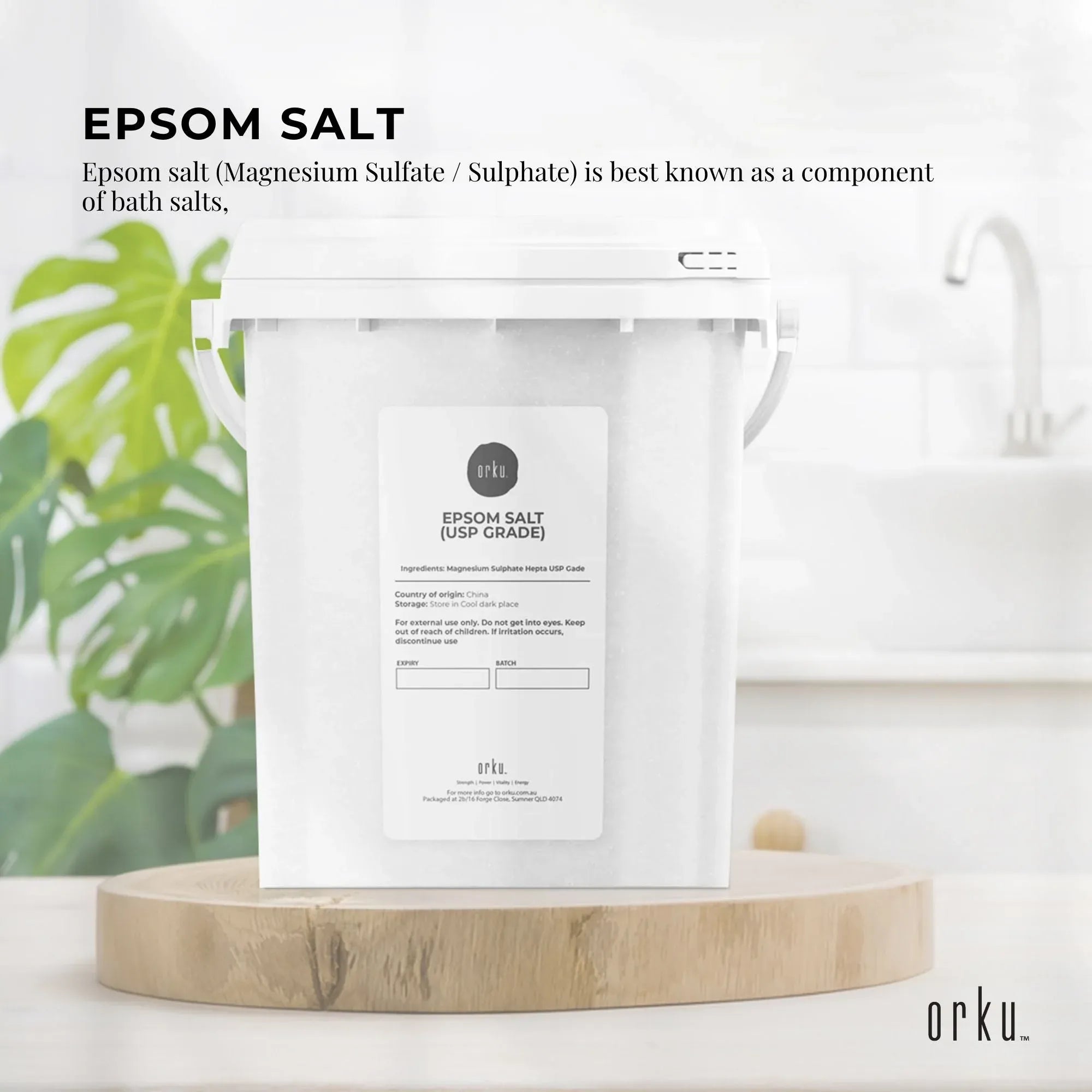 Orku 1.3Kg USP Epsom Salt Tub Bulk Magnesium Sulphate Bath Garden Household Use V238-SUPDZ-33006182596688