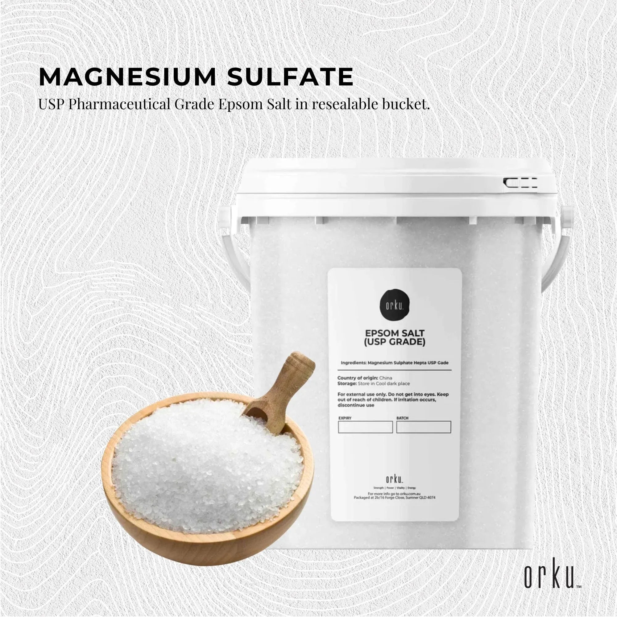 Orku 1.3Kg USP Epsom Salt Tub Bulk Magnesium Sulphate Bath Garden Household Use V238-SUPDZ-33006182596688