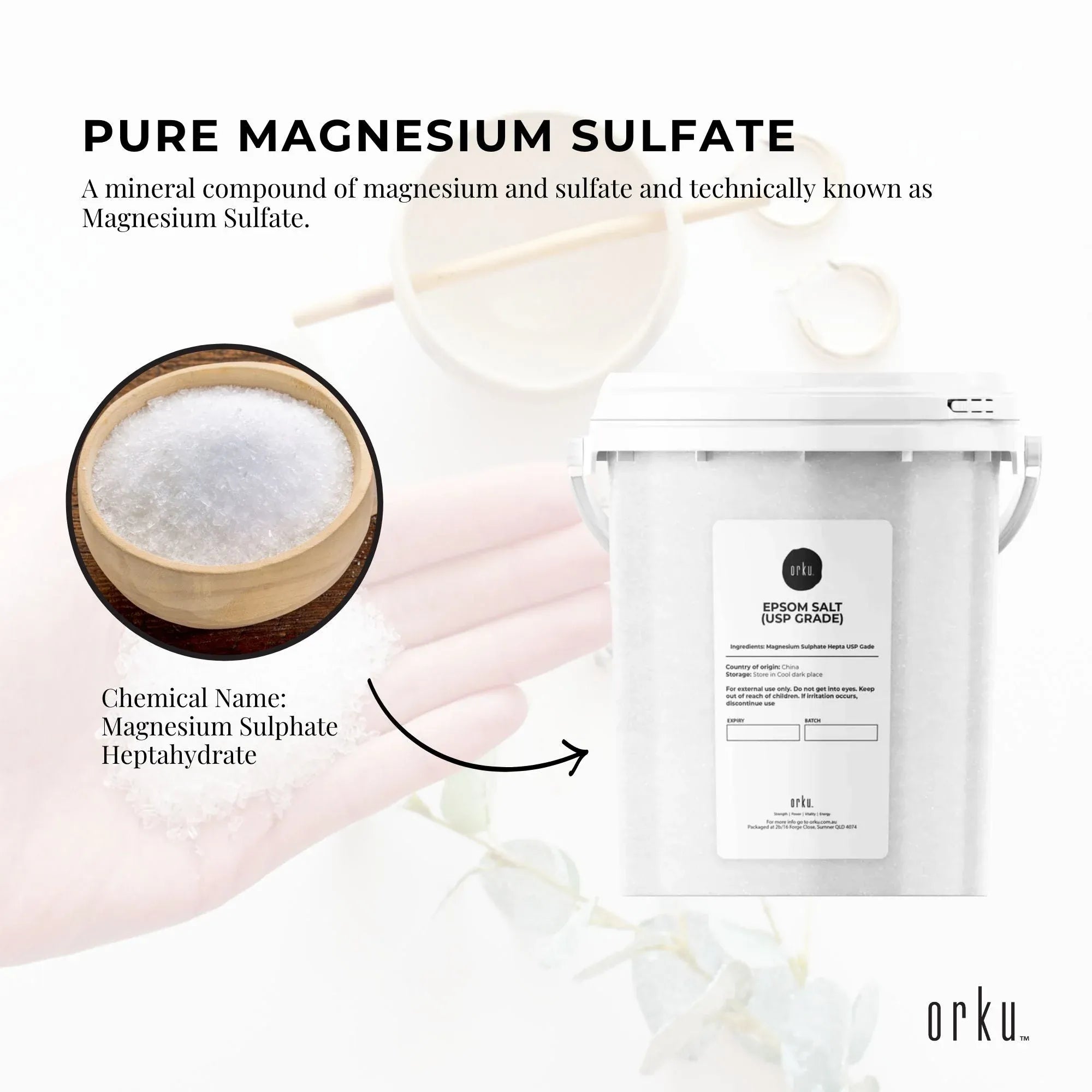 Orku 1.3Kg USP Epsom Salt Tub Bulk Magnesium Sulphate Bath Garden Household Use V238-SUPDZ-33006182596688