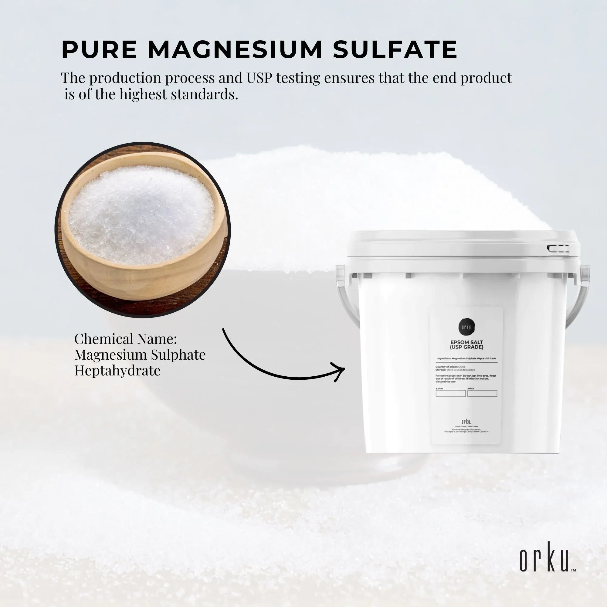 Orku 5Kg USP Epsom Salt Tub Bulk Magnesium Sulphate - Bath Garden Household Use V238-SUPDZ-33006186659920