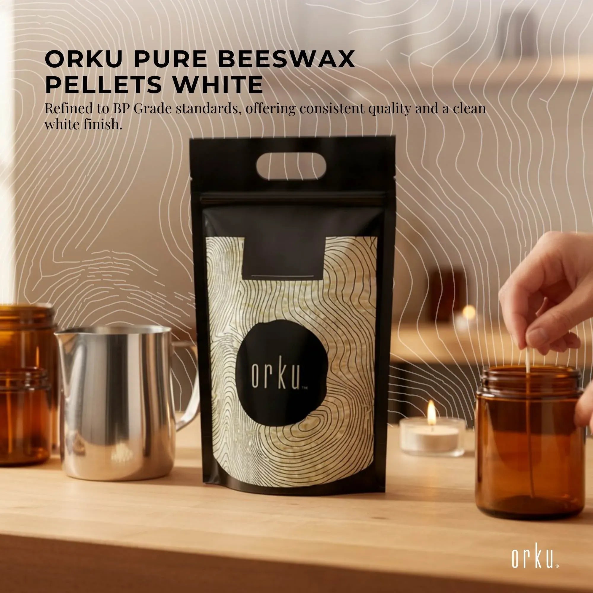 Orku 5Kg Pure Beeswax Pellets White BP Grade Refined Beads - Candle Cosmetic DIY V238-SUPDZ-33006457094224